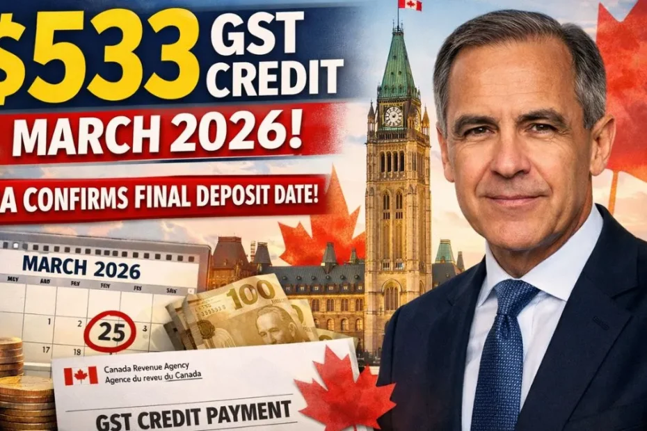 $533 GST Credit March 2026: CRA Confirms Final Deposit Date for Eligible Canadians
