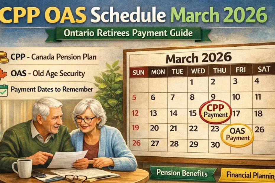 CPP OAS Schedule March 2026: Ontario Retirees Payment Guide