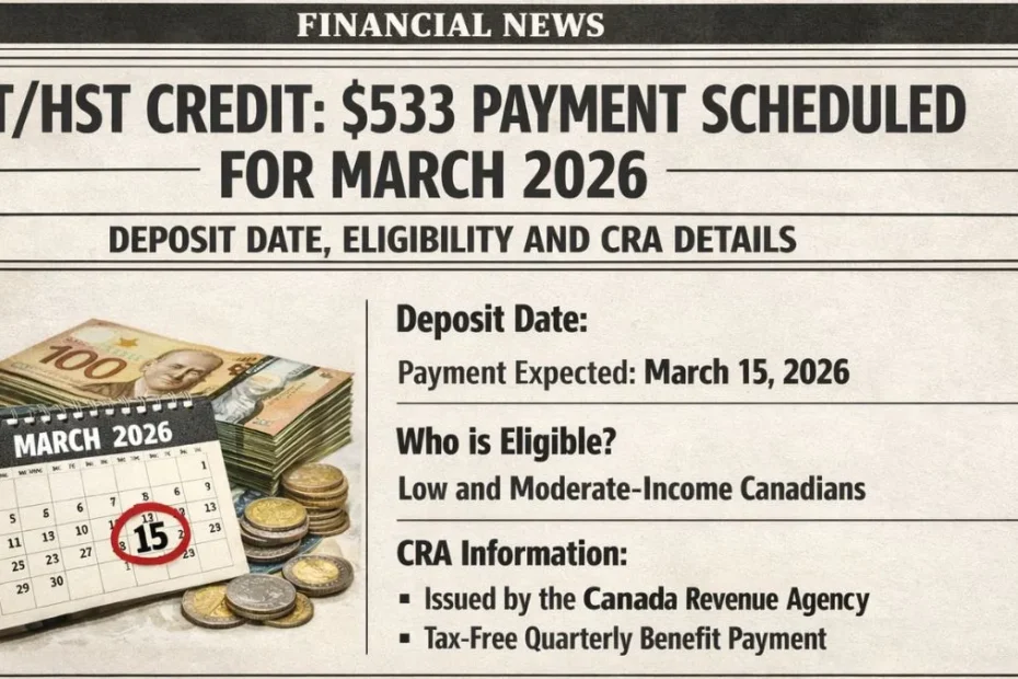 GST/HST Credit: $533 Payment Scheduled for March 2026 — Deposit Date, Eligibility and CRA Details