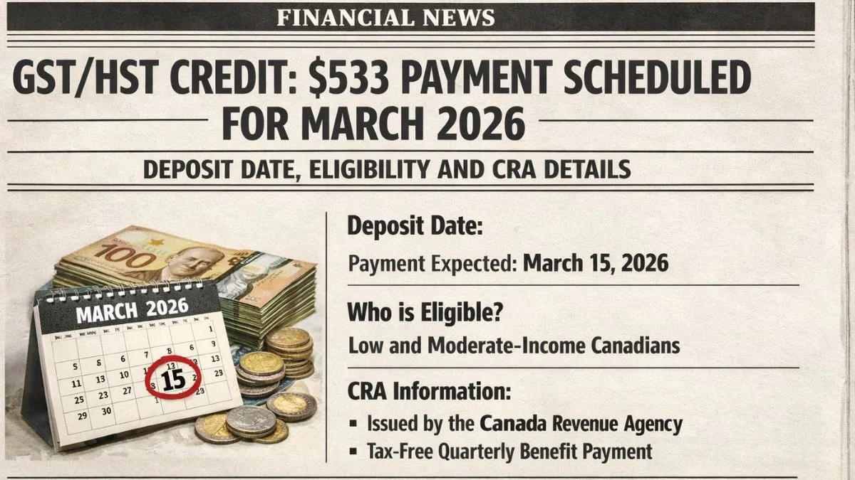 GST/HST Credit: $533 Payment Scheduled for March 2026 — Deposit Date, Eligibility and CRA Details