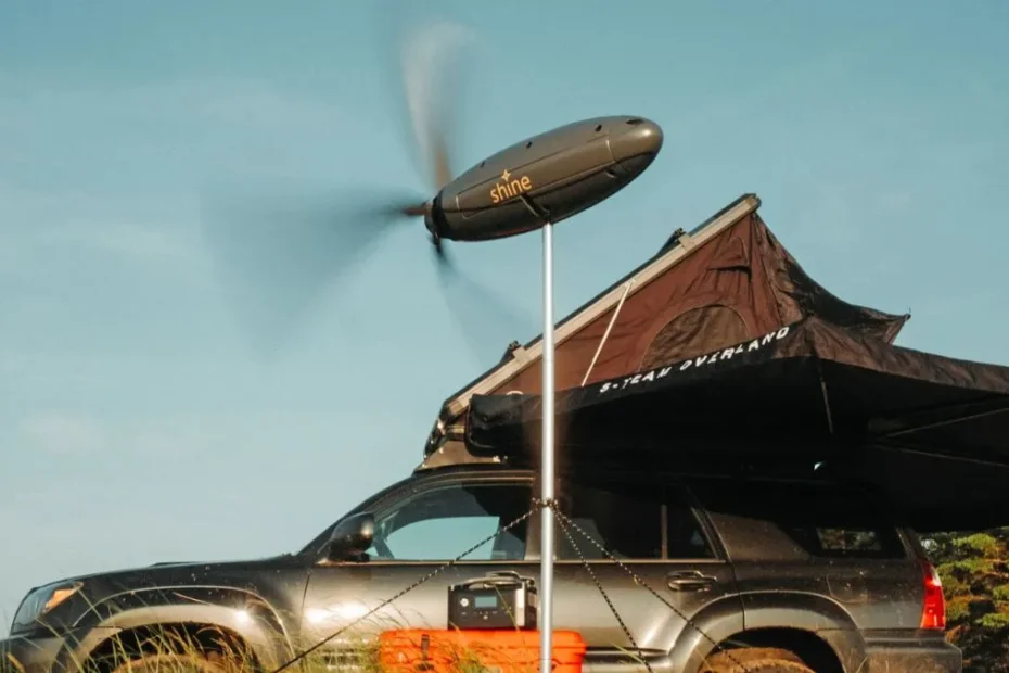 Portabel vindturbin: Shine 2.0 kan ladda mobil och laptop även utan sol