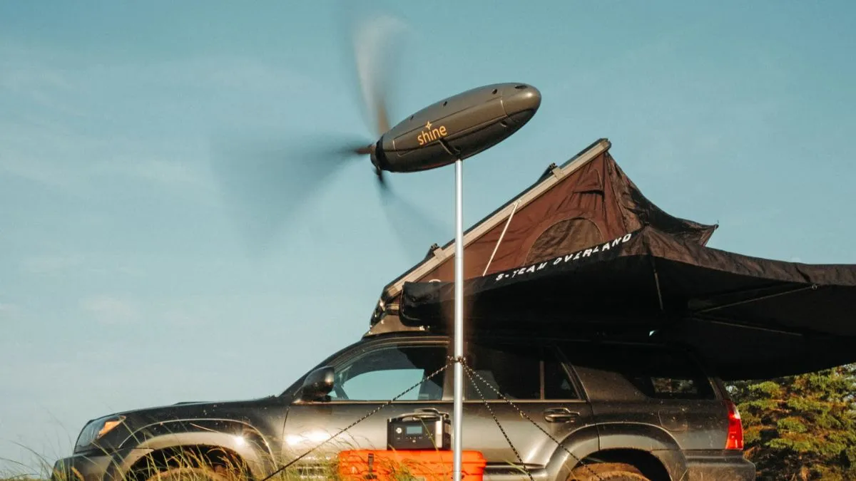 Portabel vindturbin: Shine 2.0 kan ladda mobil och laptop även utan sol